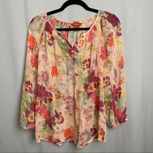 NWOT Sundance Sheer Floral Button Up Blouse